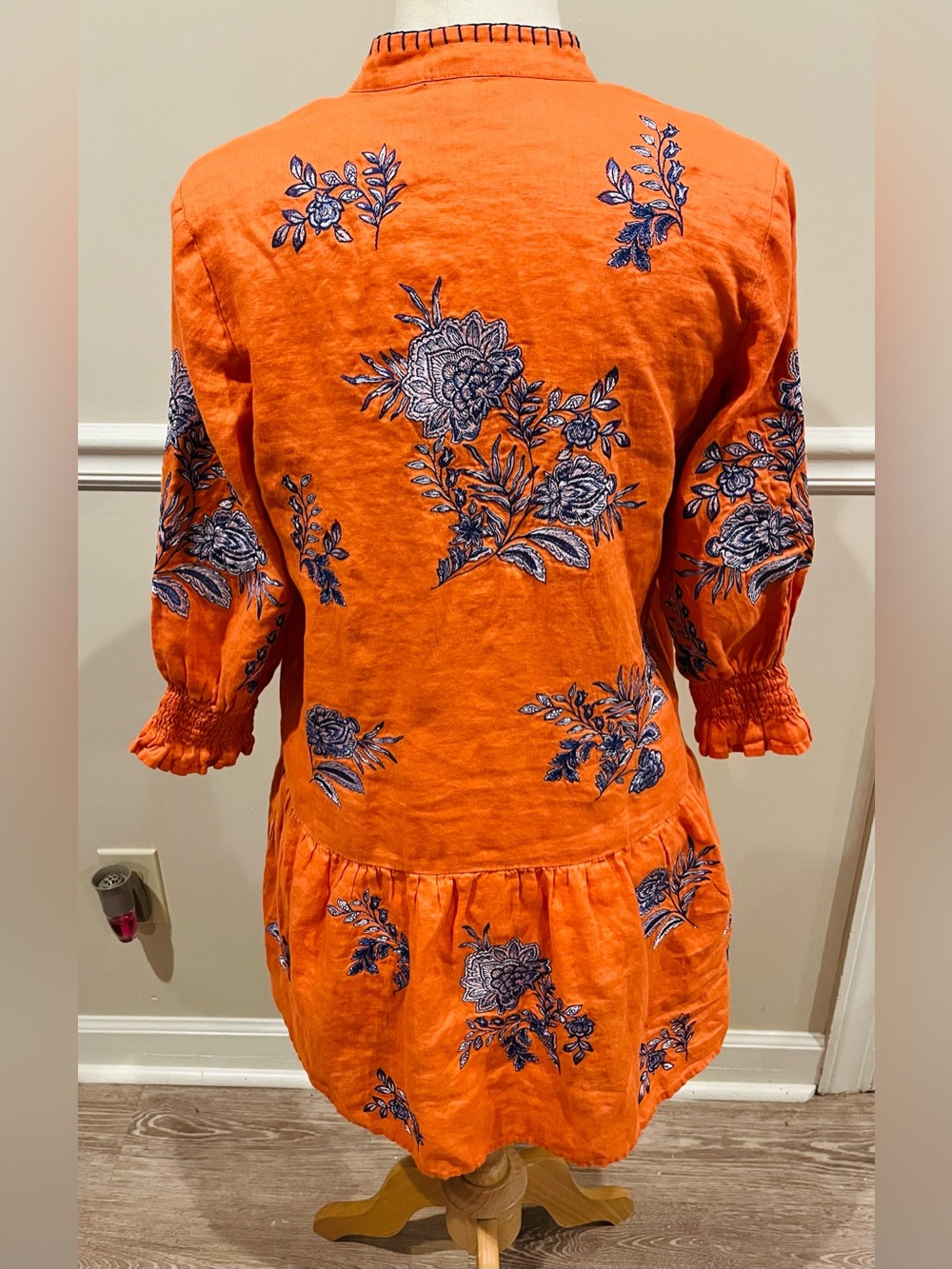 Tyler Boe Bright Orange Embroidered Tunic Dress - Picture 3 of 4